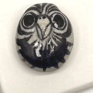 Tonala Owl pendant Handmade Ceramic folk Art Mexico Blue/black